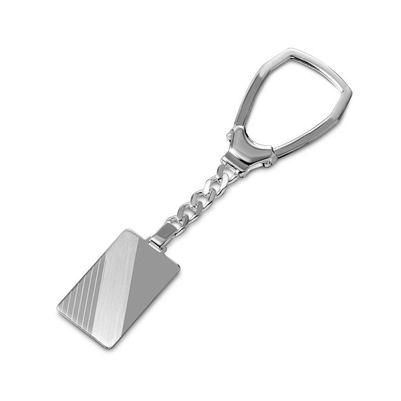 Sterling Silver 925 High Polished Rectangle Design Key Chain